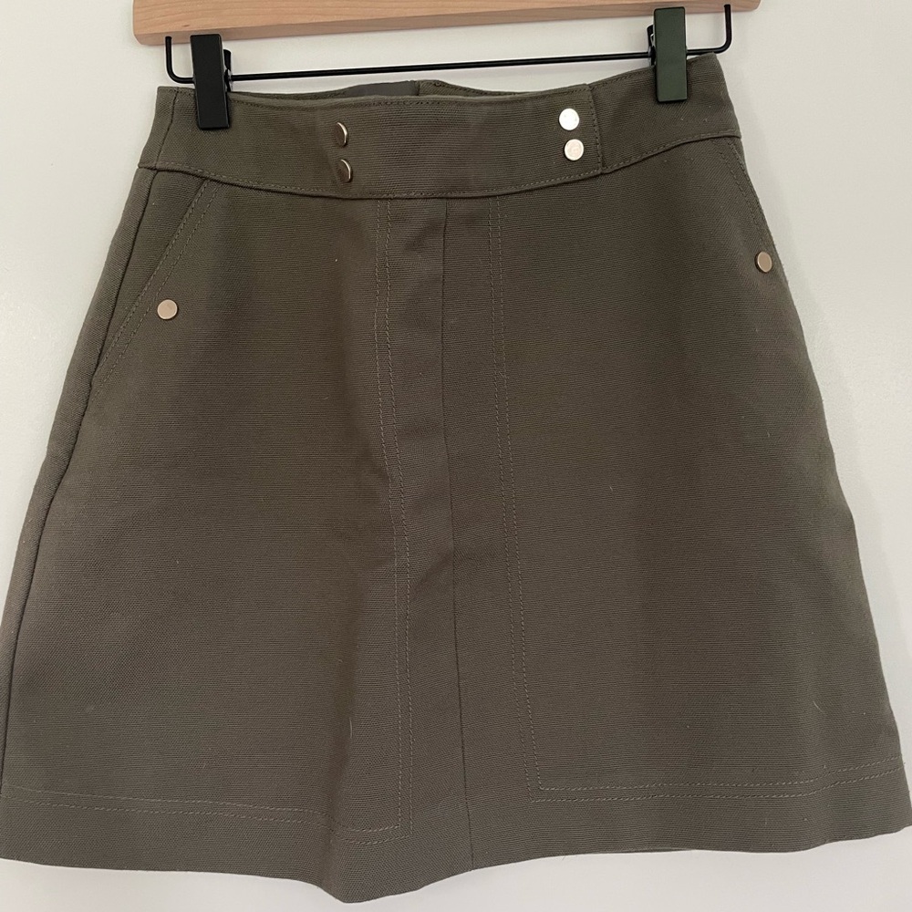 Stylish Olive Green A-Line Skirt